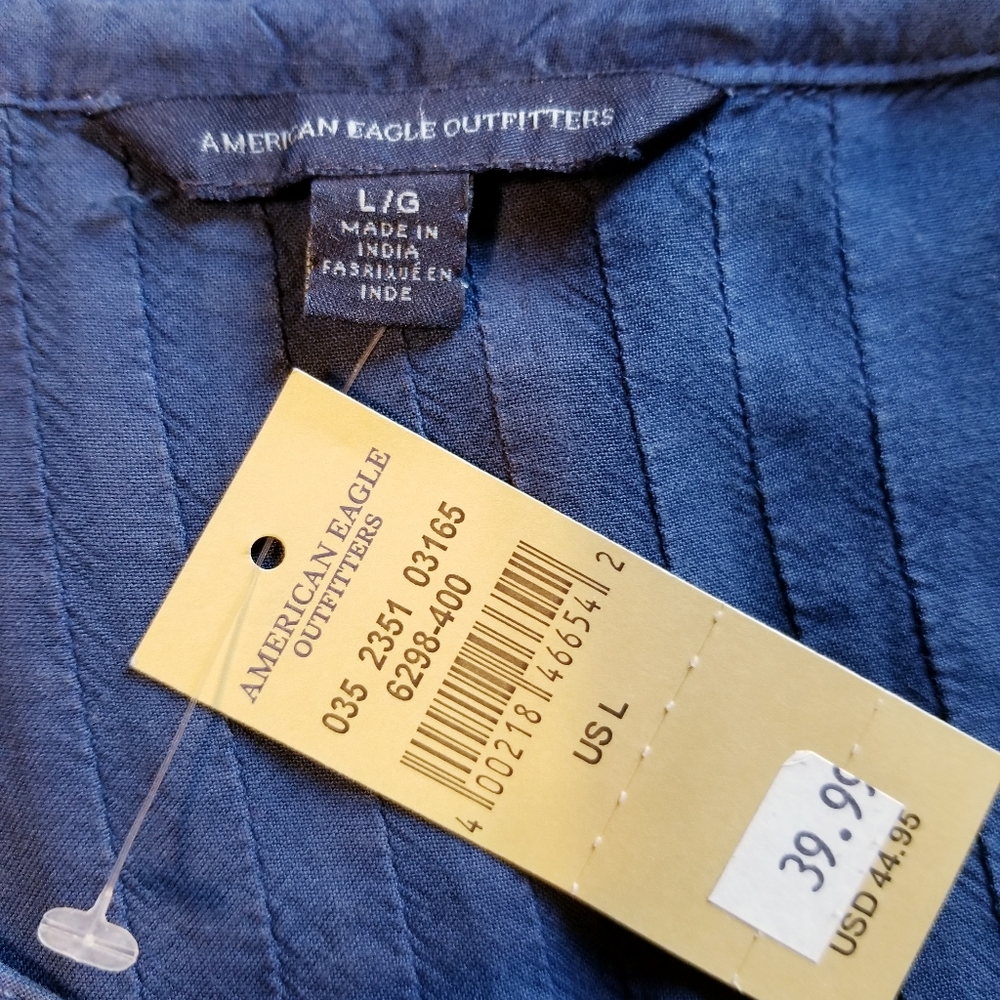 AMERICAN EAGLE L blue peasant boho crochet… - Picture 8 of 9